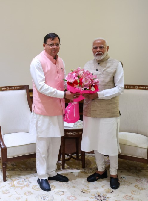 Uttrakhand cm dhami mets with pm modi