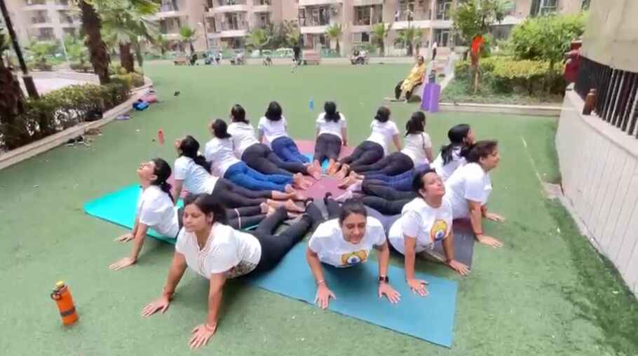 Children did Yoga in Gaur City