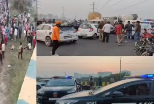 Noida: Tragic accident near Parthala flyover in Noida..many people fell down after the accident