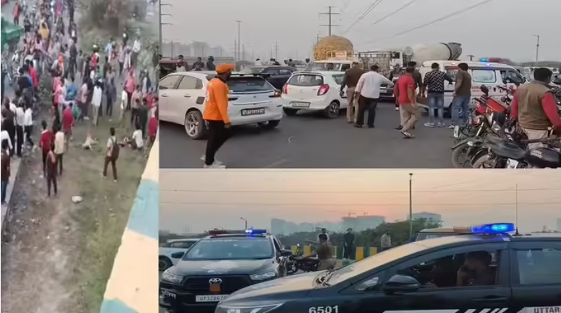 Noida: Tragic accident near Parthala flyover in Noida..many people fell down after the accident