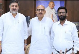 Jharkhand Rajya Sabha elections: Grand Alliance candidates Baidyanath Ram and Pranav Jha met the Assembly Speaker before filing their nominations