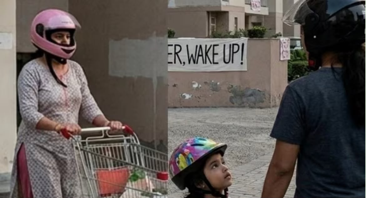 Noida: नोएडा की इस पॉश सोसाइटी में हैरान करने वाला नजारा, हेलमेट पहन घर से निकल रहे बच्चे